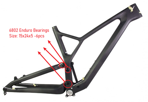 trial mountain bike frame bearing sizes
