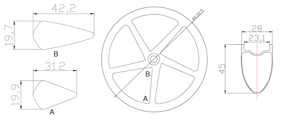  5-Spoke Carbon Wheel Geometry