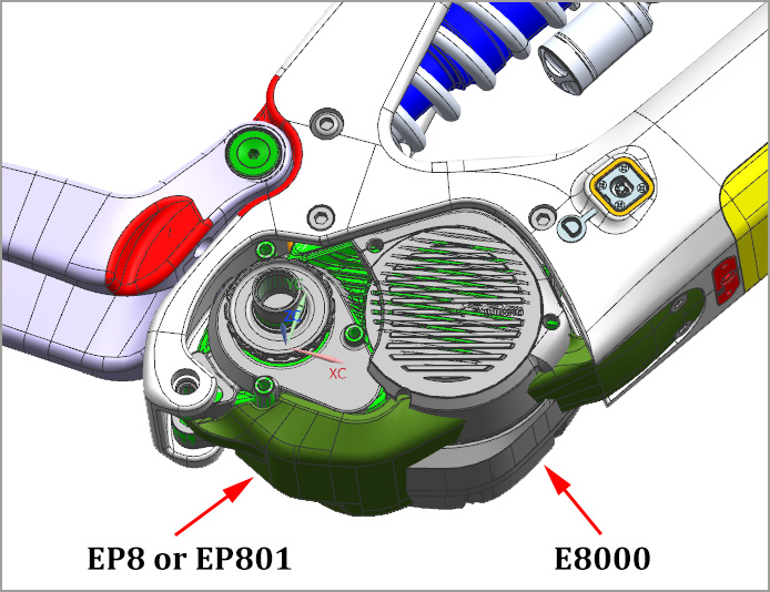 EP8 vs E8000 motor cover on LCES801 frame