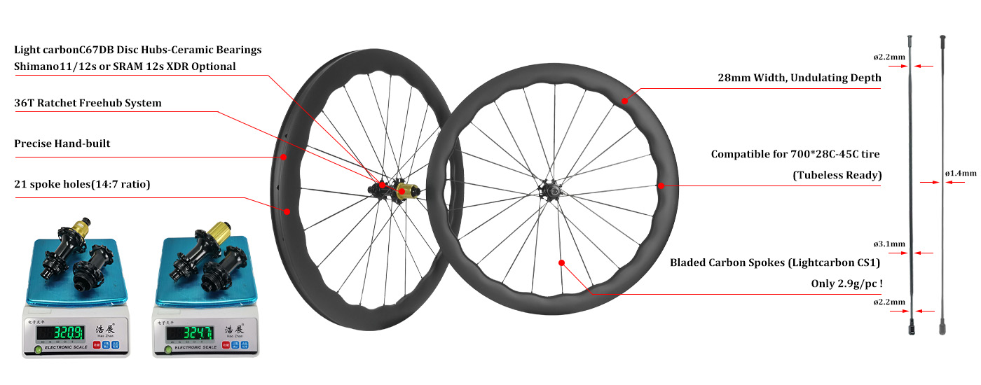 C67DB Undulating Carbon Wheels Specification 