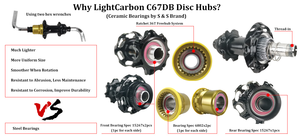 LightCarbon C67DB Hubs Structure and Bearings