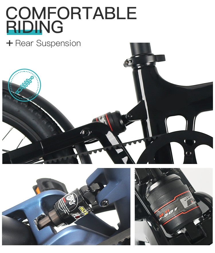 suspension in LCE-XO foldable carbon ebike